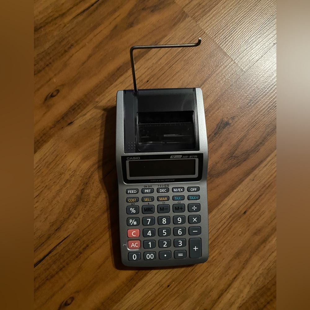 CASIO HR-8TM Printing Calculator Tax & Exchange 2 Rolls of Printer Paper